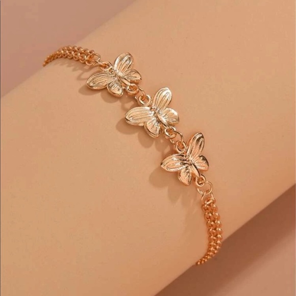 Triple Butterfly Charm Anklet - Picture 3 of 4